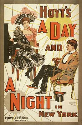 Strobridge And Co Lith Painting - Hoyts A Day And A Night In New York by Strobridge And Co. Lith.