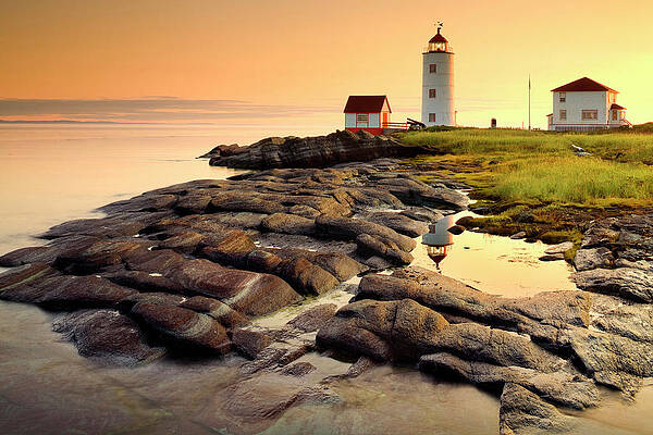 Lighthouse Wall Art featuring the digital art Ile Verte Lighthouse In Quebec #1 by Pietro Canali
