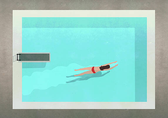 Woman Swimming in Pool from Above Wall Art