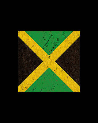 Tee Wall Art featuring the digital art Jamaica Flag #1 by Flippin Sweet Gear