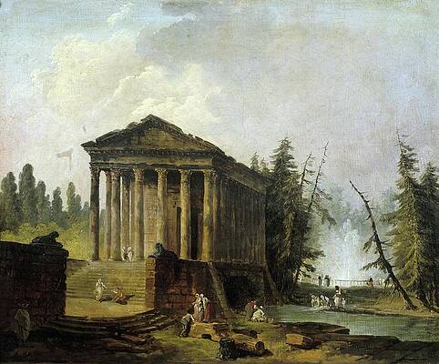 Hubert Robert Painting - Le Temple Antique by Hubert Robert