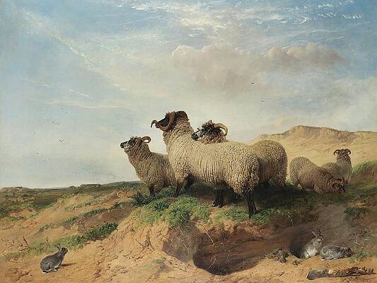 Flock Painting - Lytham Sandhills by Richard Ansdell