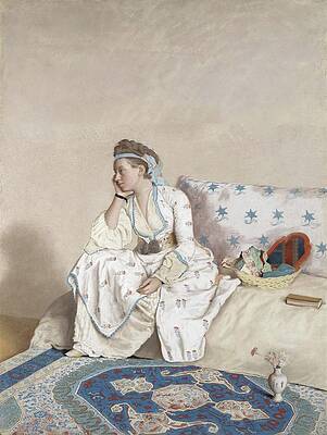 Marie Fargues in Traditional Clothing Painting