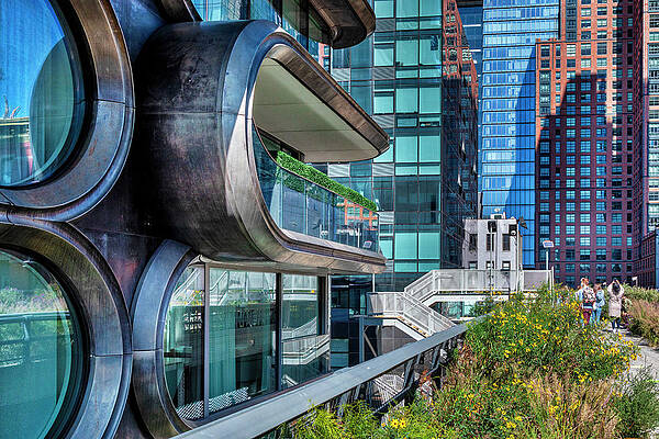 U S Wall Art featuring the digital art New York City, Manhattan, High Line Elevated Park And Zaha Hadid Building #1 by Lumiere