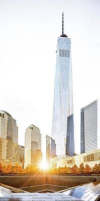 Travel Digital Art - New York City, Manhattan, Lower Manhattan, One World Trade Center, Freedom Tower, National September 11 Memorial With Freedom Tower During The Foliage #1 by Antonino Bartuccio