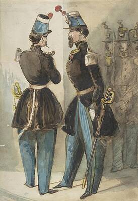 Constantin Guys Painting - Officers Of The Guard by Constantin Guys