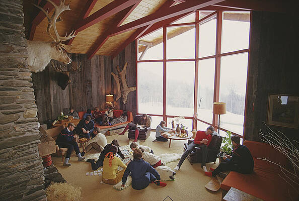 Cozy Gathering in a Rustic Lodge Wall Art