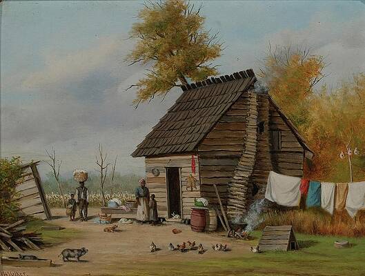 Chicken Painting - Outside The Cabin by William Aiken Walker