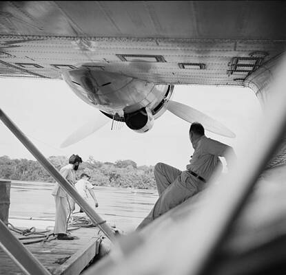 Under the Wing of a Docked Seaplane Wall Art