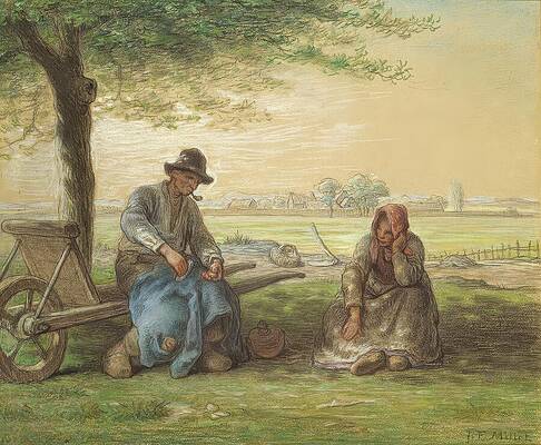 Jean Francois Millet Painting - Peasants Resting by Jean-francois Millet