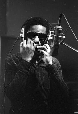 Musician Playing Harmonica in Recording Studio Wall Art