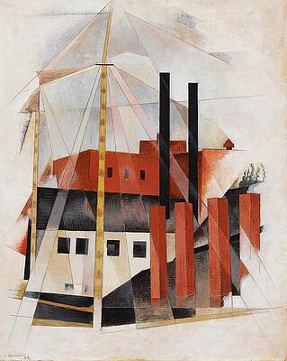 Industrial Cubism Scene Wall Art
