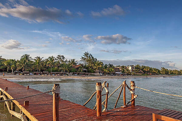 Serene Beachfront with Wooden Pier Wall Art