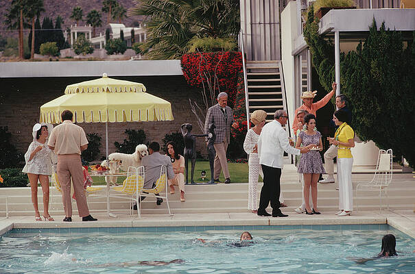 Stylish Poolside Gathering in Summer Wall Art