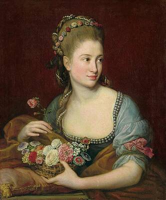 Pompeo Batoni Painting - Portrait Of A Lady As Flora by Pompeo Batoni