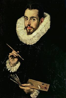 17th Century Painting - Portrait Of Jorge Manuel Theotokopoulos by El Domenico Theotocopuli Greco