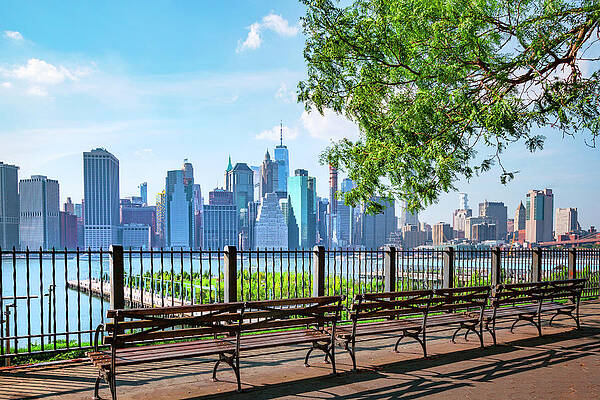 Big Wall Art featuring the digital art Promenade In Brooklyn Heights, Nyc #1 by Lumiere