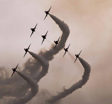 Sky Photograph - RAF Scampton 2017 - Red Arrows Preparing For Tornado #1 by Scott Lyons