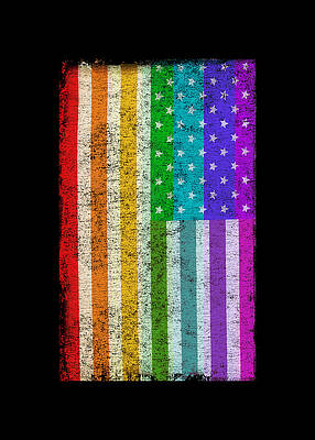 Rainbow Wall Art featuring the digital art Rainbow Us Flag #1 by Flippin Sweet Gear