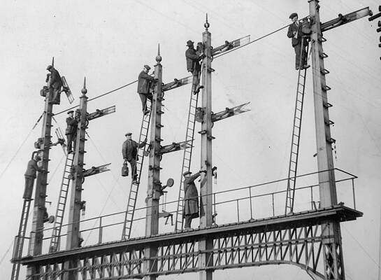 Wall Art featuring the photograph Signal Repairs #1 by Fox Photos