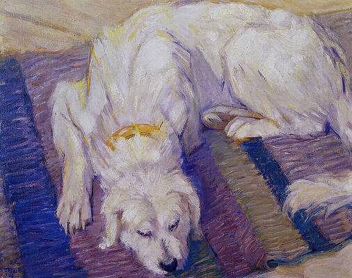 Dog Painting - Sleeping Dog by Franz Marc