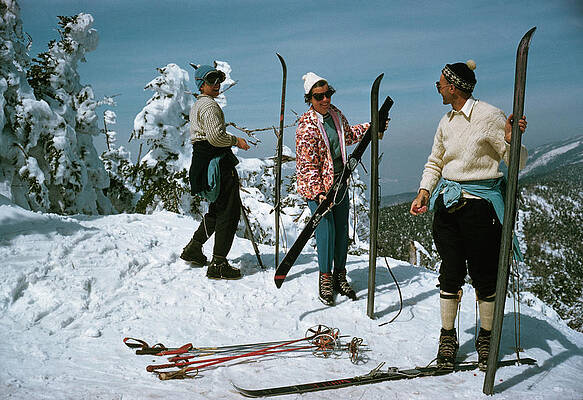 Group of Friends Enjoying Winter Skiing Wall Art