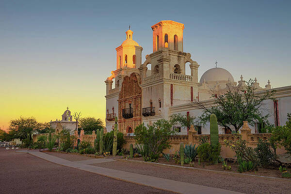 Sunrise Wall Art featuring the photograph Sunrise At The San Xavier Mission Church In Tucson #1 by Miroslav Liska