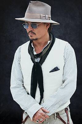 Man in Stylish Hat and Glasses Wall Art