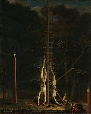 Dog Painting - The Corpses Of The De Witt Brothers by Jan De Baen