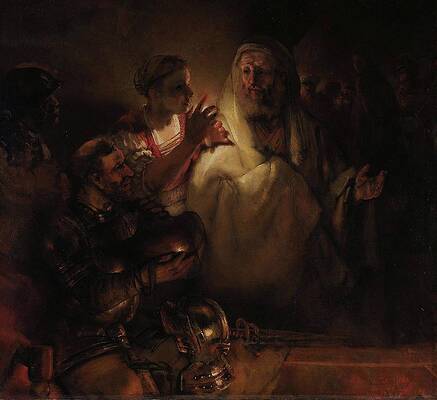 Denial of St Peter by Rembrandt Painting