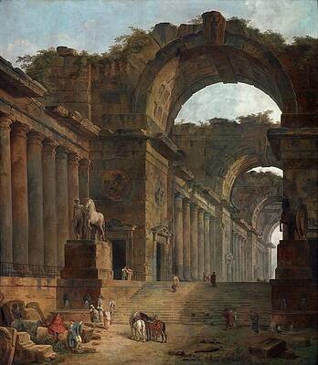Hubert Robert Painting - The Fountains by Hubert Robert