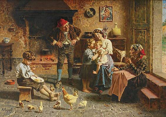 Chicken Painting - The New Baby by Eugenio Zampighi
