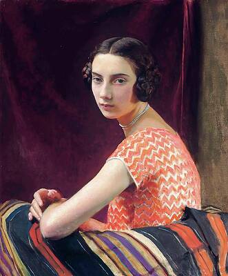 Gaze Painting - The Orange Dress by George Spencer Watson