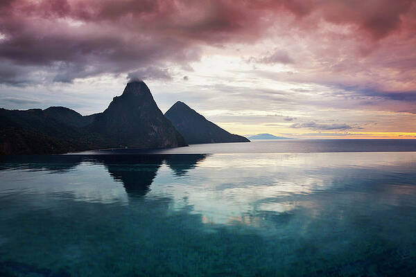 Sunset Over Saint Lucia's Pitons Digital Art