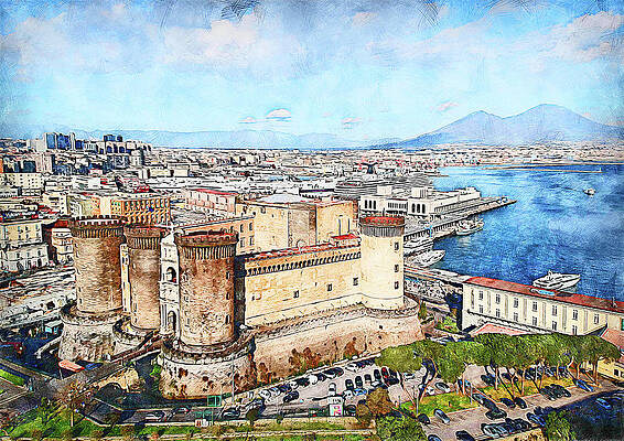 Panoramic View of Naples and Vesuvius Painting