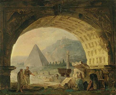 Hubert Robert Painting - View Of Antiquities Under An Arch by Hubert Robert