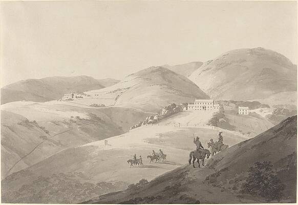 Monochrome Wall Art featuring the painting View Of The Governors House In St. Helena by Thomas Daniell
