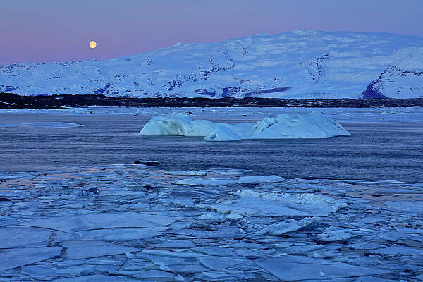 Freeze Wall Art featuring the digital art View Over The Frozen Glacial Lagoon #1 by Bernd Rommelt