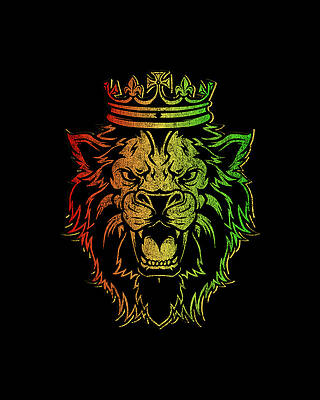 Of Digital Art - Vintage Lion Of Judah Rastafarian #1 by Flippin Sweet Gear