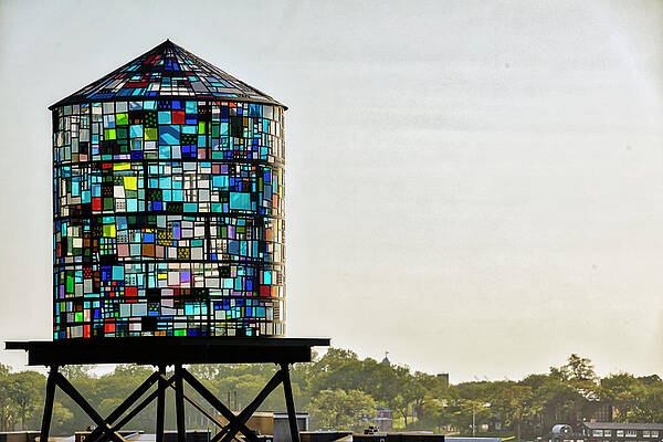 North America Wall Art featuring the digital art Water Tower, Brooklyn, Nyc #1 by Claudia Uripos