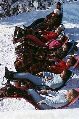 Winter Sunbathing on Snowy Day Wall Art
