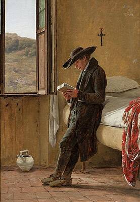 Martinus Rorbye Painting - Young Clergyman Reading by Martinus Rorbye