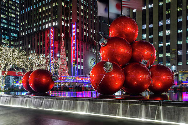 Big Wall Art featuring the digital art Midtown Christmas Ornaments, Nyc #10 by Lumiere