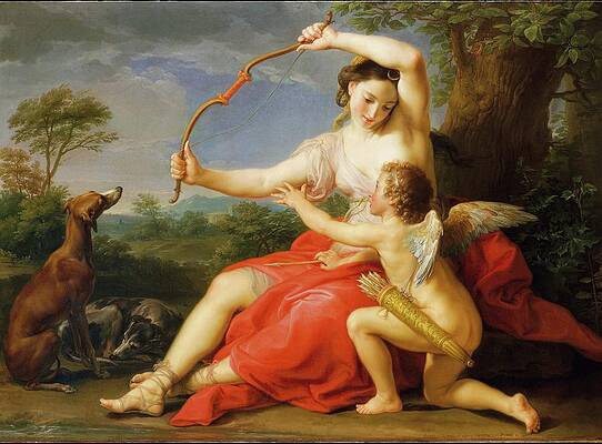 Pompeo Batoni Painting - Diana And Cupid by Pompeo Batoni