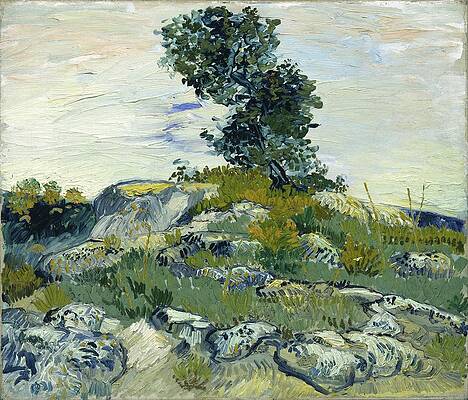 Yellow Wall Art featuring the painting The Rocks by Vincent Van Gogh