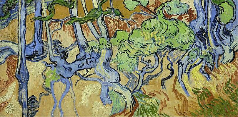 Yellow Wall Art featuring the painting Tree-roots by Vincent Van Gogh