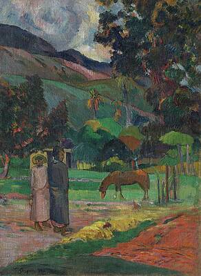 Nature Painting - Tahitian Landscape by Paul Gauguin