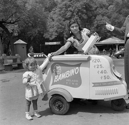 Vintage Ice Cream Cart Scene Wall Art