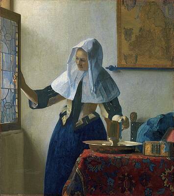 17th Century Painting - Young Woman With A Water Pitcher by Johannes Vermeer