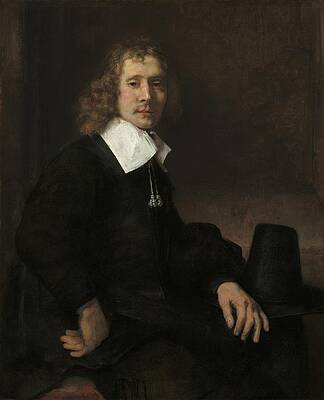 17th Century Painting - A Young Man Seated At A Table by Rembrandt Van Rijn